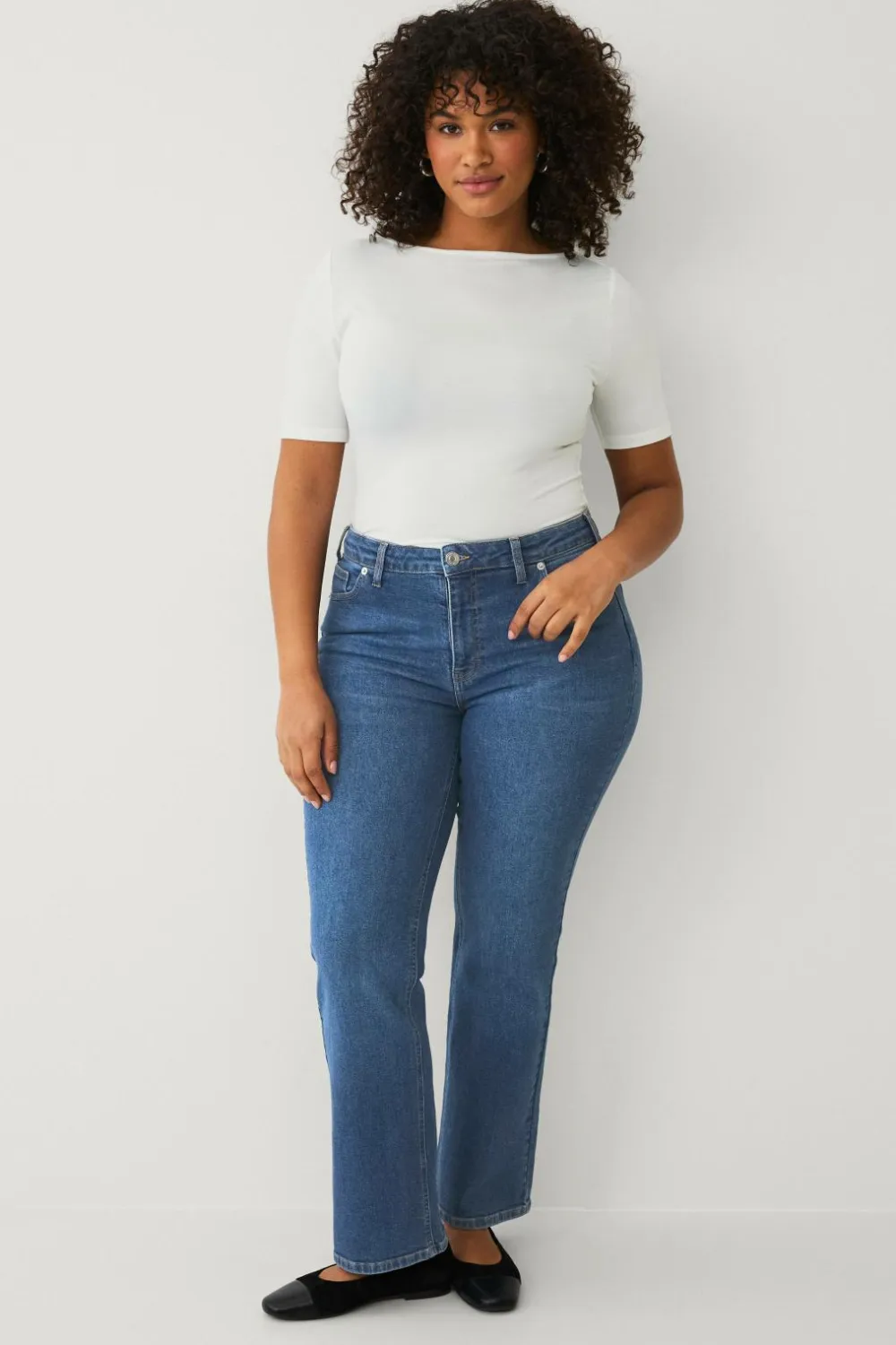 Ellos Jeans>Plus collection Bootcut jeans Mid blue