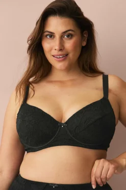 Ellos Plus collection Foret bh med bøjler i blonder Sort Discount
