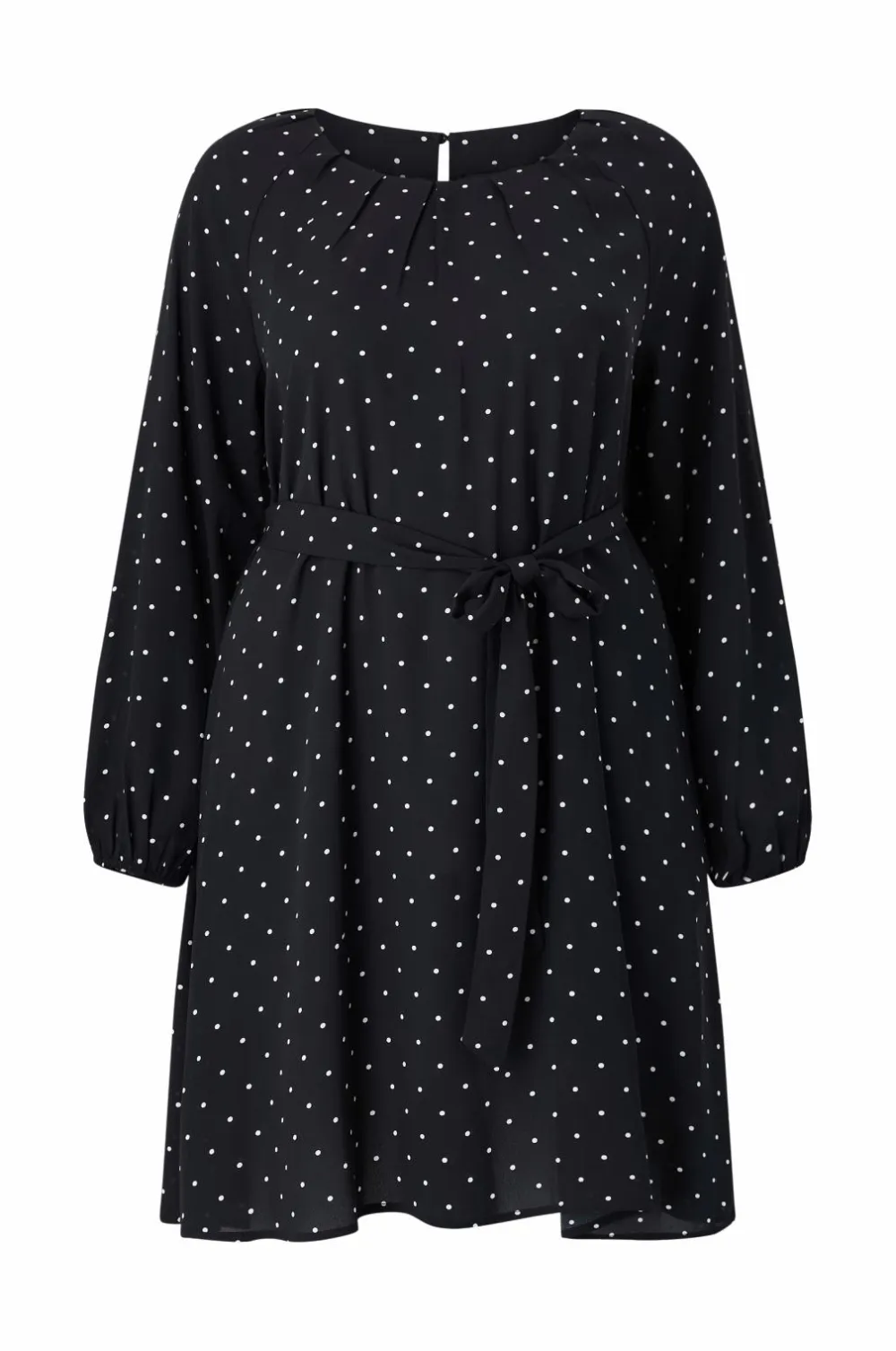 Ellos Kjoler>Plus collection Kjole med ballonærmer Sort med prik