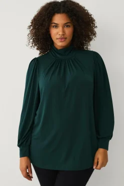 Ellos Plus collection Top med pufærmer mørkegrøn Online