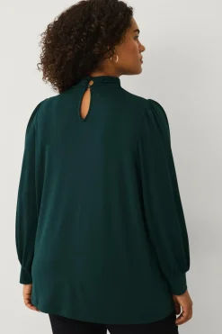 Ellos Plus collection Top med pufærmer mørkegrøn Online
