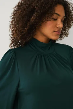 Ellos Plus collection Top med pufærmer mørkegrøn Online