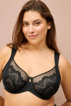 Ellos Plus collection Bh med bøjler med blondedetaljer Sort Outlet