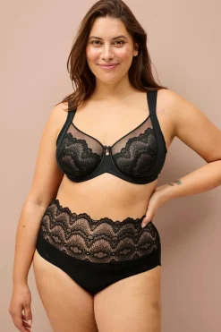 Ellos Plus collection Bh med bøjler med blondedetaljer Sort Outlet