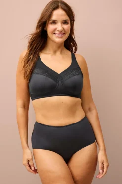 Ellos Plus collection Blød blonde- og mesh-bh Sort Outlet