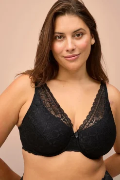 Ellos Plus collection Bøjle-bh med blondedetaljer Sort Hot