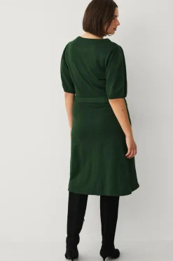 Ellos Plus collection Strikket kjole med kort ærme Grøn Discount