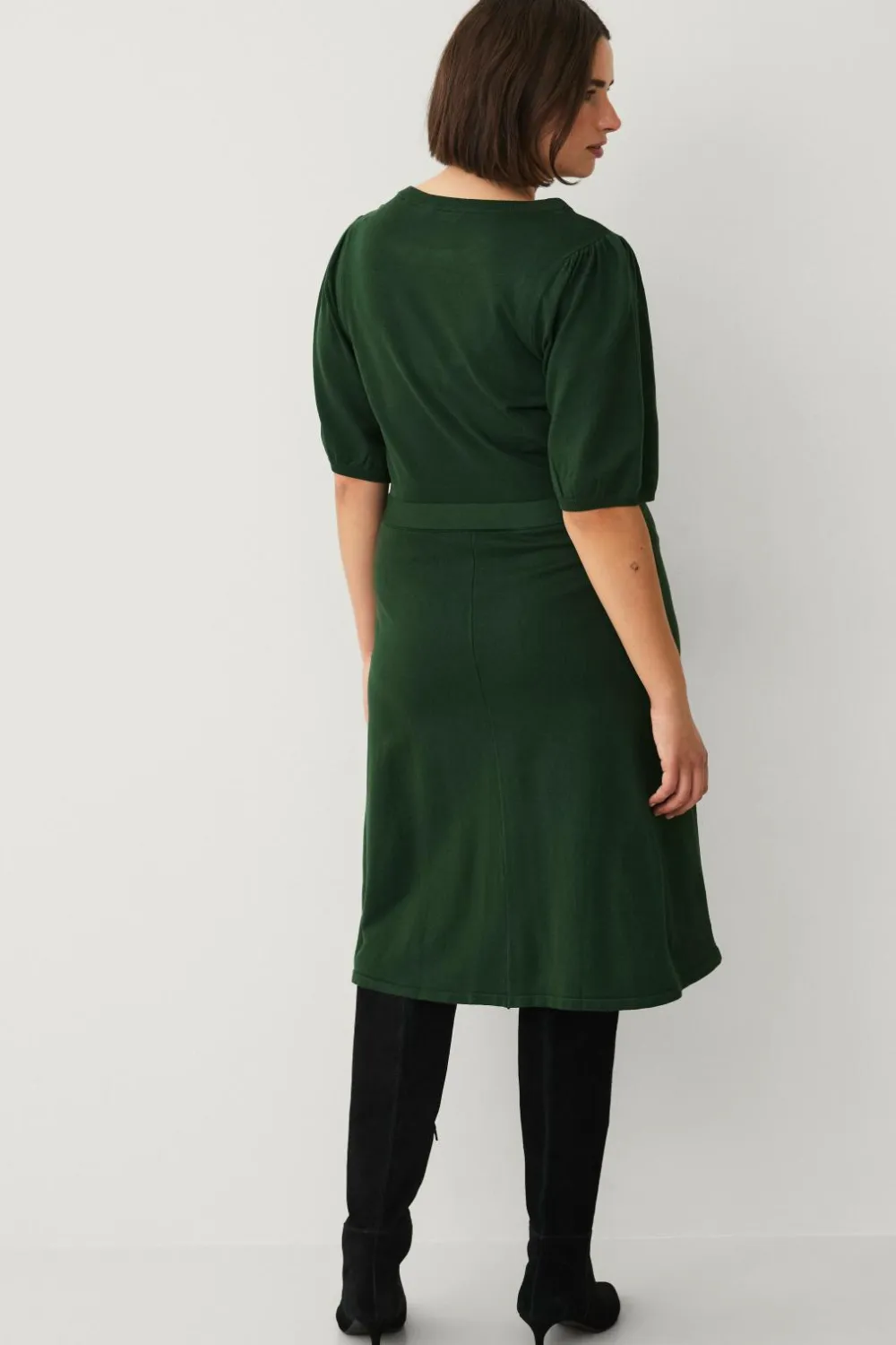 Ellos Plus collection Strikket kjole med kort ærme Grøn Discount