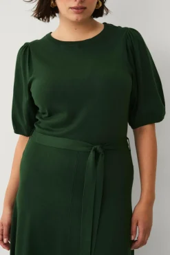 Ellos Plus collection Strikket kjole med kort ærme Grøn Discount