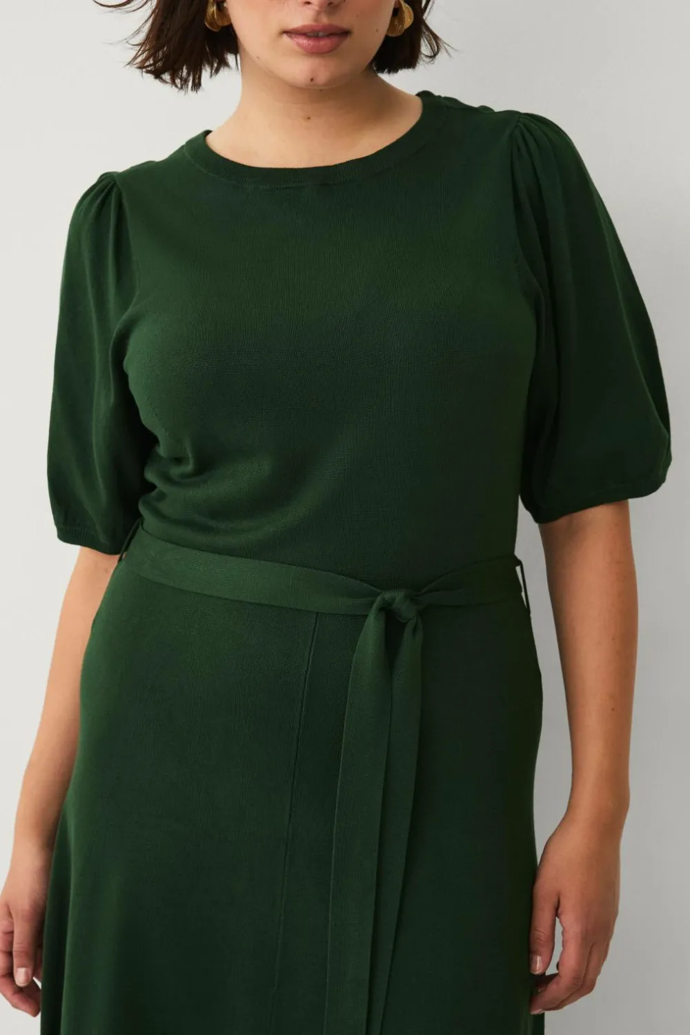 Ellos Plus collection Strikket kjole med kort ærme Grøn Discount