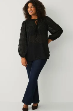 Ellos Plus collection Vid bluse med ballonærmer sort New