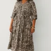 Ellos Kjoler>Plus collection Kjole med flæser Dyremønstret