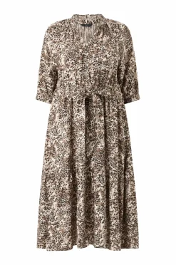 Ellos Kjoler>Plus collection Kjole med flæser Dyremønstret