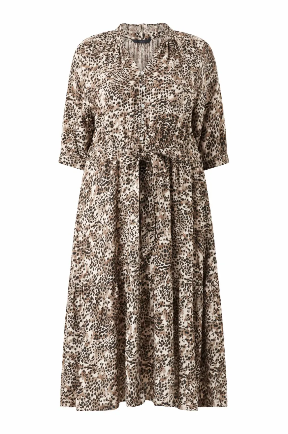 Ellos Kjoler>Plus collection Kjole med flæser Dyremønstret