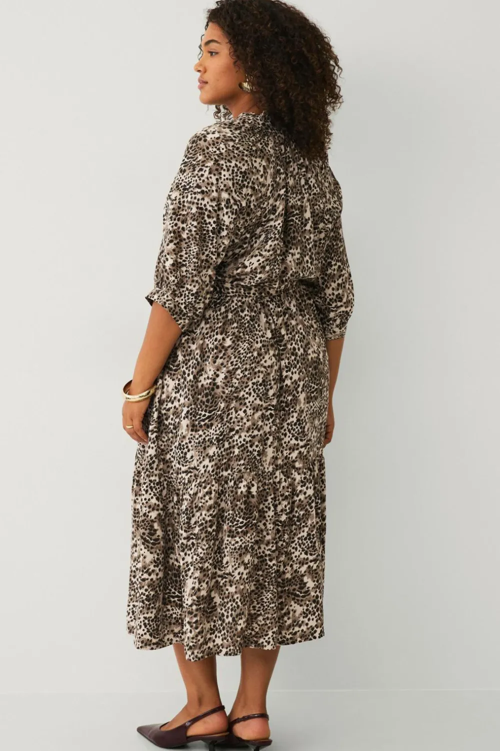 Ellos Kjoler>Plus collection Kjole med flæser Dyremønstret