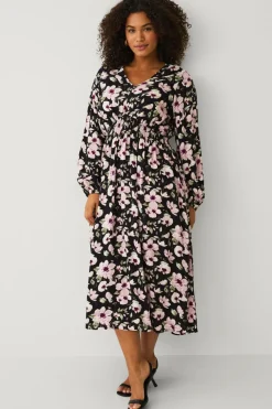 Ellos Plus collection Kjole med kittel Rosa blommig Sale