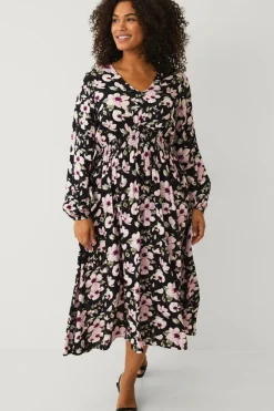 Ellos Plus collection Kjole med kittel Rosa blommig Sale