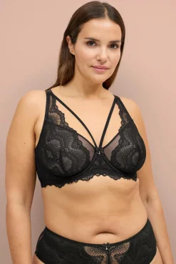 Ellos Bh'Er>Plus collection Uforet bh med bøjler i blonder Sort