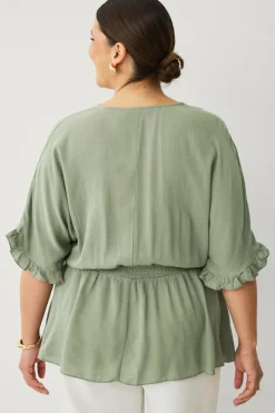 Ellos Plus collection Vævet tunika med v-hals Grøn Best