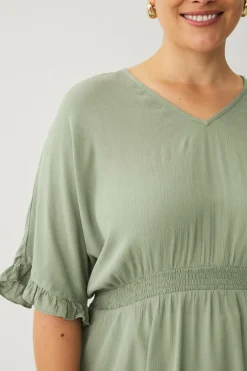 Ellos Plus collection Vævet tunika med v-hals Grøn Best
