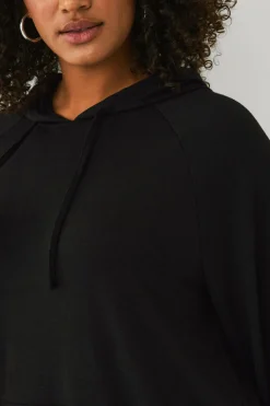 Ellos Plus collection Lang sweatshirt med hætte sort Outlet