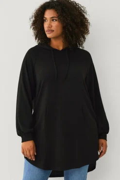 Ellos Plus collection Lang sweatshirt med hætte sort Outlet