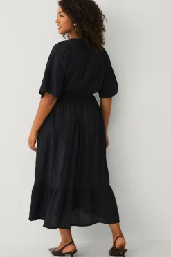 Ellos Plus collection Maxikjole med smock sort Hot