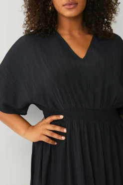 Ellos Plus collection Maxikjole med smock sort Hot