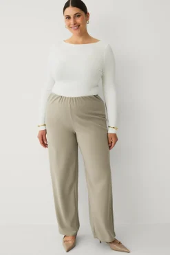 Ellos Bukser>Plus collection Bukser med brede ben Beige