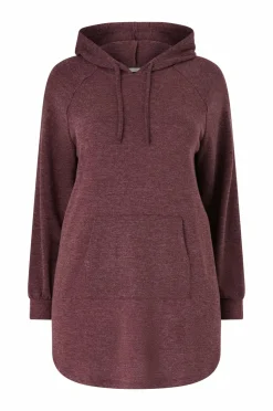 Ellos Plus collection Lang sweatshirt med hætte mørkrosa Outlet