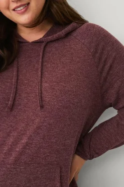 Ellos Plus collection Lang sweatshirt med hætte mørkrosa Outlet
