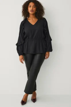 Ellos Plus collection Bluse med volanter sort Sale