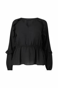Ellos Plus collection Bluse med volanter sort Sale