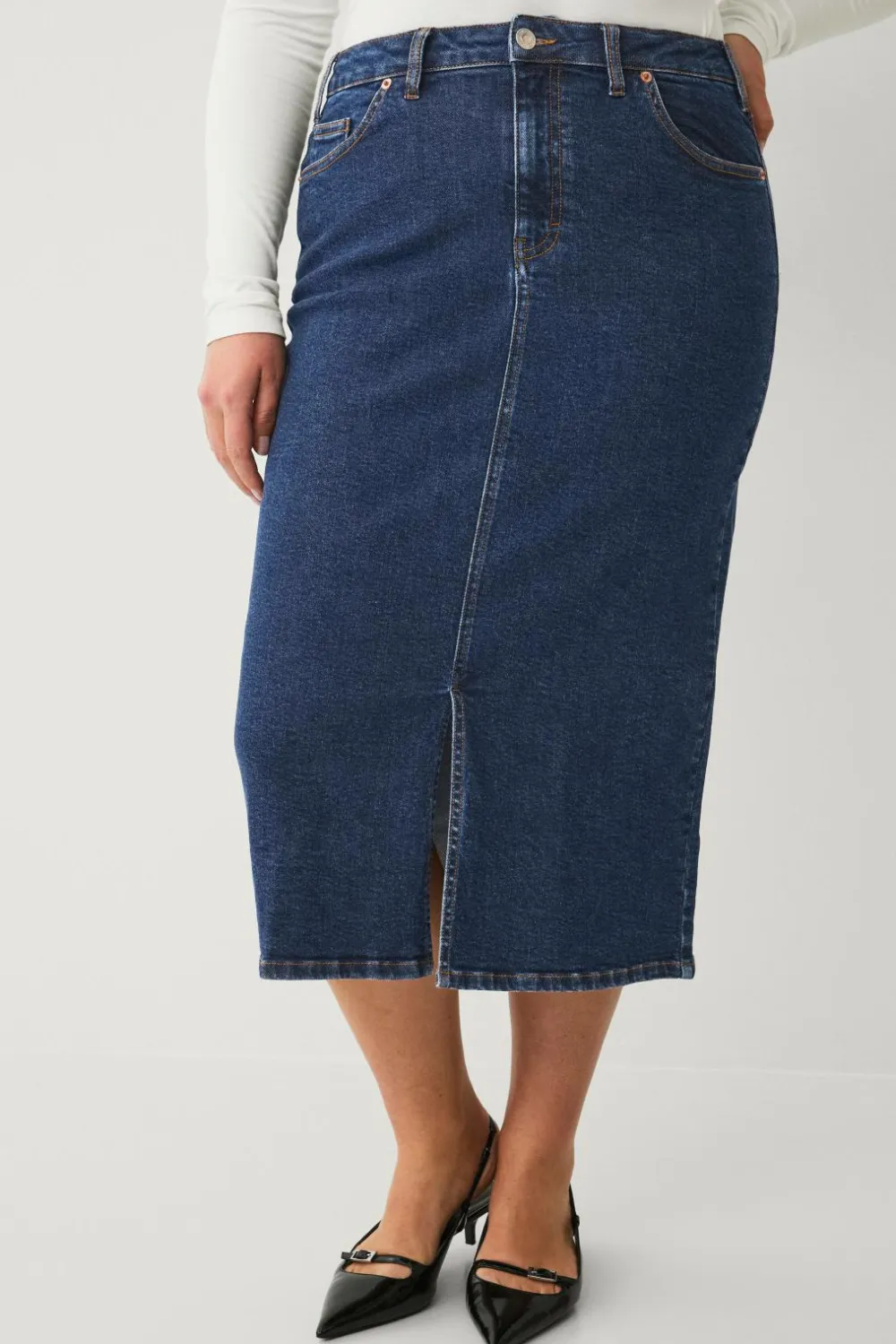 Ellos Nederdele>Plus collection Cowboynederdel Mørkeblå