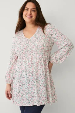 Ellos Plus collection Tunika med smock Småblomstret
