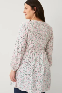 Ellos Plus collection Tunika med smock Småblomstret