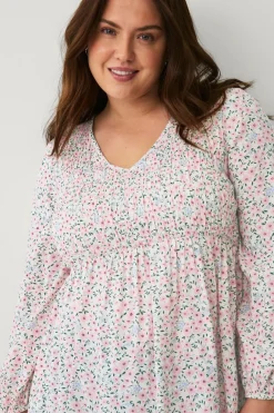 Ellos Plus collection Tunika med smock Småblomstret