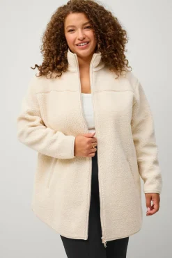 Ellos Jakker & Frakker>Plus collection Fleecejakke med opretstående krave Hvid