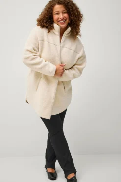 Ellos Jakker & Frakker>Plus collection Fleecejakke med opretstående krave Hvid