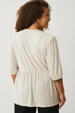 Ellos Plus collection Top med pufærmer beige New