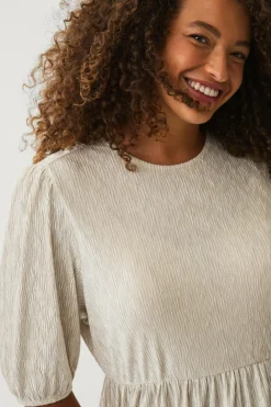 Ellos Plus collection Top med pufærmer beige New