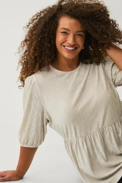 Ellos Plus collection Top med pufærmer beige New
