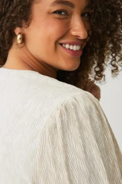 Ellos Plus collection Top med pufærmer beige New