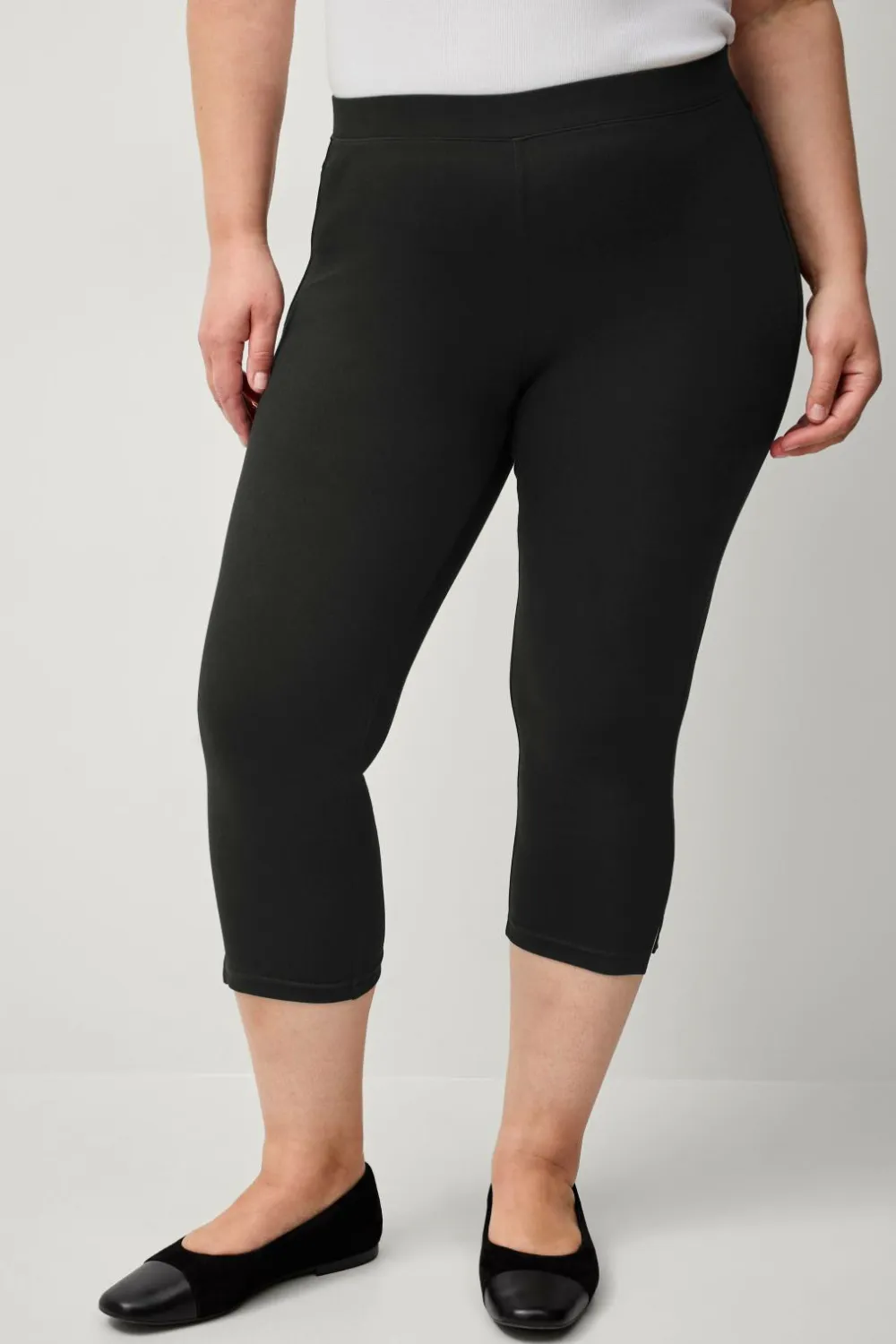 Ellos Basistøj|Tights & Leggings>Plus collection Treggings med høj talje og 3/4 længde Black mdf/metal