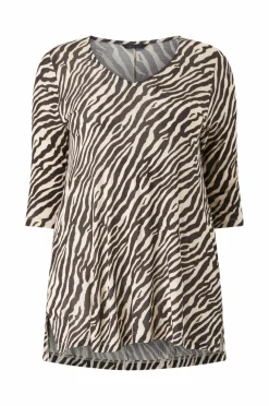 Ellos Tunikaer|Toppe & Tank-Toppe>Plus collection Tunika med 3/4 lange ærmer Brun zebramønstret