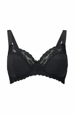 Ellos Plus collection Bøjle-bh med blondebesatte skåle Sort New