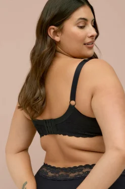 Ellos Plus collection Bøjle-bh med blondebesatte skåle Sort New