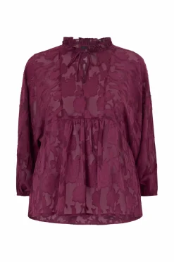 Ellos Plus collection Bluse i organza Vinrød New