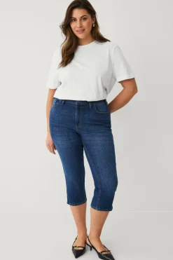 Ellos Plus collection Caprijeans Mørkeblå Best