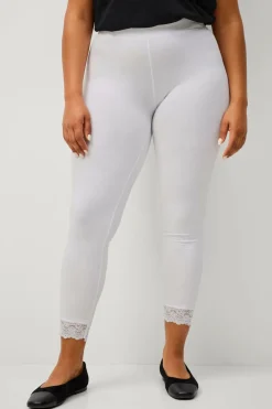 Ellos Plus collection Leggings med blondekant Hvid Best